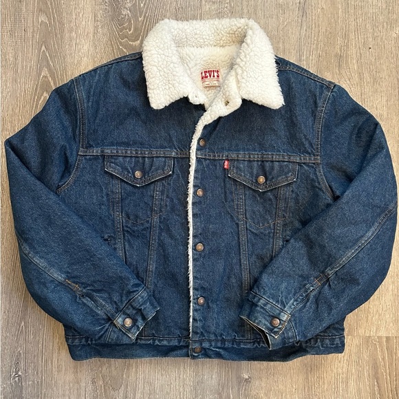 Vintage Levi’s Sherpa Lined Denim Jacket Made in USA 1982 Men’s Size 46r - Picture 1 of 8